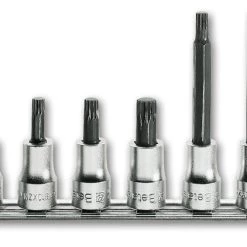 Beta Autre Jeu De Douilles 009100558 910PT/SB8 Jeu De 8 Pièces De Clés à Douille Pour Vis à Tête 5 étoiles (Art. 910PT) Avec Support