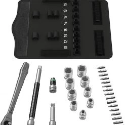 Wera Jeu De Douilles Métrique 05004047001 8100 SB 7 Zyklop Jeu De Cliquets En Métal, Carré, Entraînement 3/8", Métrique, 29 Pièces