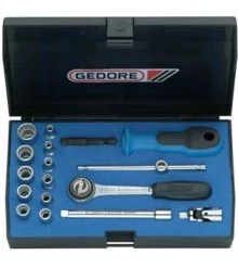 Gedore Jeu De Douilles Métrique 1815652 D 20 EMU-3 Jeu De Clés à Douille 1/4" Métrique 17 Pièces UD Profil 4-13 Mm