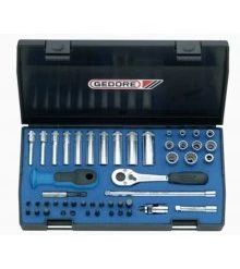 Gedore Jeu De Douilles Métrique 1815687 20 LMU-10 Jeu De Clés à Douille 1/4" Métriques 49 Pièces 6 Côtés UD-IN-IS-PH-PZ-TX-XZ