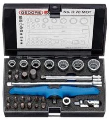 Gedore Jeu De Douilles Métrique 2190281 D 20 MOT Jeu De Clés à Douille 1/4" 6 Faces Métriques 4-13 Mm