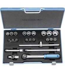 Gedore Jeu De Douilles Métrique 2545845 D 19 EMU-20 Jeu De Clés à Douille 1/2" Métrique 23 Pièces 8-32 Mm