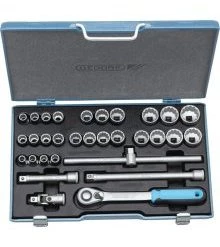 Gedore Jeu De Douilles Métrique 2546043 D 19 XMAU-20 Jeu De Clés à Douille 1/2" 12 Faces Métriques/Inch 31 Pièces