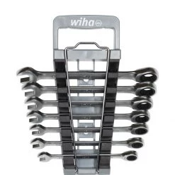 Wiha Set De Clés Mixtes à Cliquet 30390 Jeu De Clés à Cliquet à Anneau 8 Pièces, Support Inclus