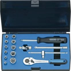 Gedore Jeu De Douilles Métrique 6162220 20 EMU-10 Jeu De Clés à Douille 1/4" Métrique 4-13 Mm 16 Pcs.