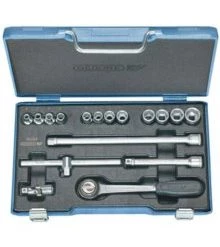 Gedore Jeu De Douilles Métrique 6235710 30 GMU-10 Jeu De Clés à Douille 3/8" Métriques 17 Pièces 6 Côtés 6-19 Mm