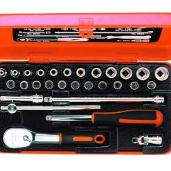 Bahco Jeu De Douilles Métrique 6715GJ Jeu De Clés à Douille 1/4" Métrique 4-13 Mm Jeu De 29 Pièces