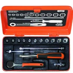 Bahco Jeu De Douilles Métrique 6715MGS Jeu De Clés à Douille 1/4" Métrique 4-13 Mm 16 Pièces