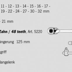 Projahn Jeu De Douilles Métrique 8662 Jeu De Clés à Douille 1/2" 22 Pièces Proficraft, Cliquet 72 Dents