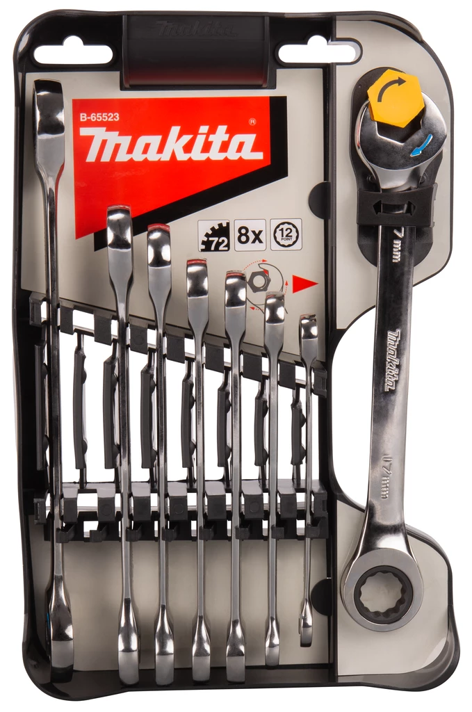 Makita Accessoires Set De Clés Mixtes à Cliquet B-65523 Jeu De Cliquets à Anneaux 8 Pièces 3 Makita Accessoires Set De Clés Mixtes à Cliquet B-65523 Jeu De Cliquets à Anneaux 8 Pièces