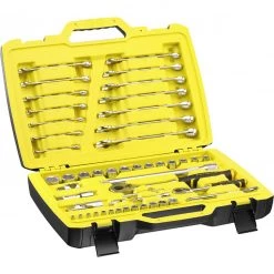 Stanley Jeu De Douilles Métrique Coffret De Douilles FATMAX 1/4" 1/2" + Clé Mixte