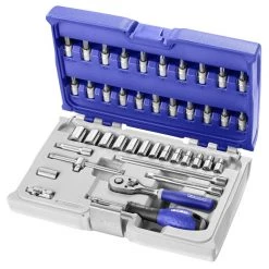 Facom Expert Jeu De Douilles Métrique E030702 Coffret De Douilles Et Accessoires 1/4" Métriques - 42 Pièces