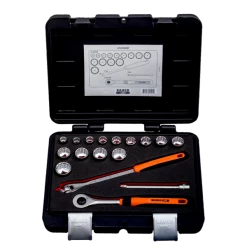 Bahco Jeu De Douilles Métrique Jeu De Clés à Douille 3/8" 17 Pièces, Métrique A7440DME