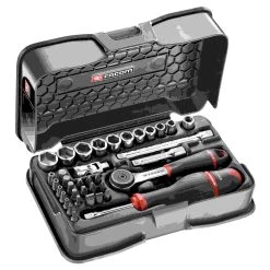 Facom Jeu De Douilles En Inch R.161-5P6U Mallette 6 Douilles 1/4" En Pouces Et Embouts 37 Pièces