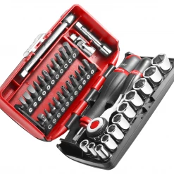 Facom Jeu De Douilles Métrique R.360NANO Mallette Avec Douilles 1/4" 6 Faces, Métrique