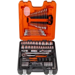 Bahco Jeu De Douilles Métrique S106 Jeu De Clés à Douille 1/4''-1/2'' 6 Côtés Métrique/Pouce 106 Pièces