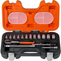 Bahco Jeu De Douilles Métrique S160 Jeu De Clés à Douille 1/4" 6 Faces Métriques 4-13 Mm 16 Pièces