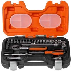 Bahco Jeu De Douilles Métrique S290 Jeu De Clés à Douille 1/4" 6 Faces Métriques 4-13 Mm 29 Pièces