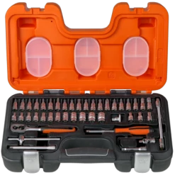 Bahco Jeu De Douilles Métrique S460 Jeu De Clés à Douille 1/4" 6 Faces Métriques 4-13 Mm 46 Pièces