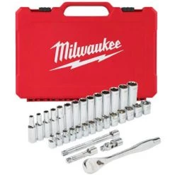 Milwaukee Accessoires Jeu De Douilles Métrique Set De Douilles Et Clés à Cliquet 3/8 Métriques 32pcs
