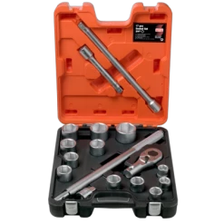 Bahco Jeu De Douilles Métrique SLX 17 Jeu De Clés à Douille 3/4" 6 Nœuds Métriques 22-50 Mm 17 Pièces